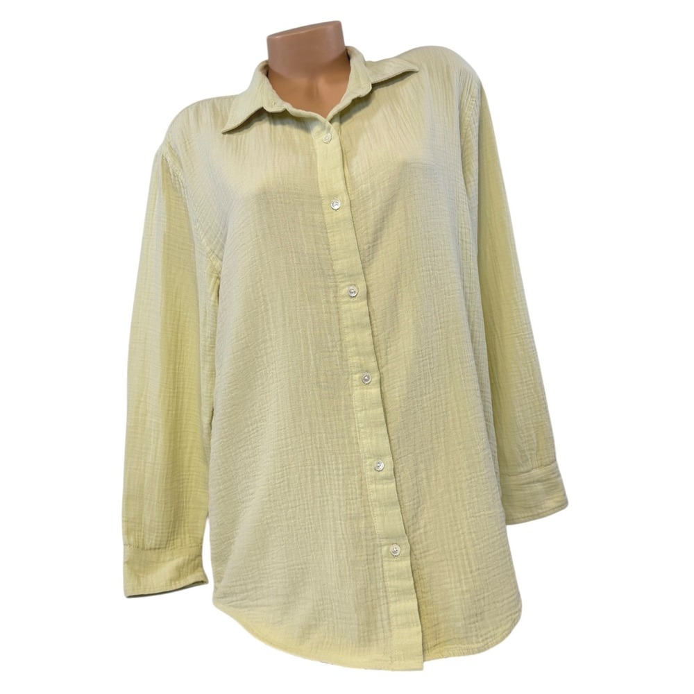 Wilfred Aritzia MEDIUM Button Up Shirt Organic Cotton Long Sleeve Top Oversized